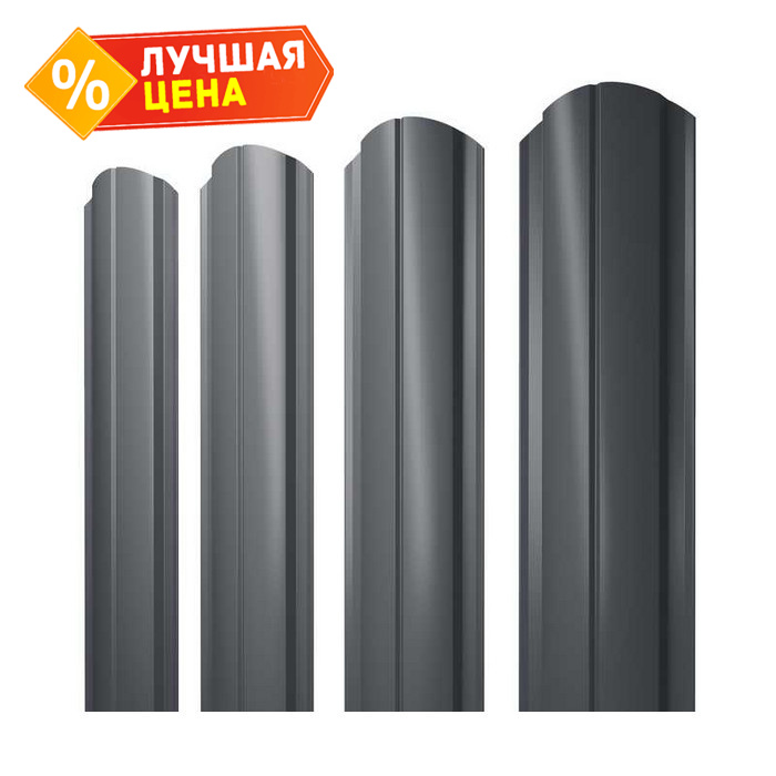 Штакетник Полукруглый Slim фигурный Grand Line 0,5 Rooftop Matte RAL7024 Мокрый Асфальт