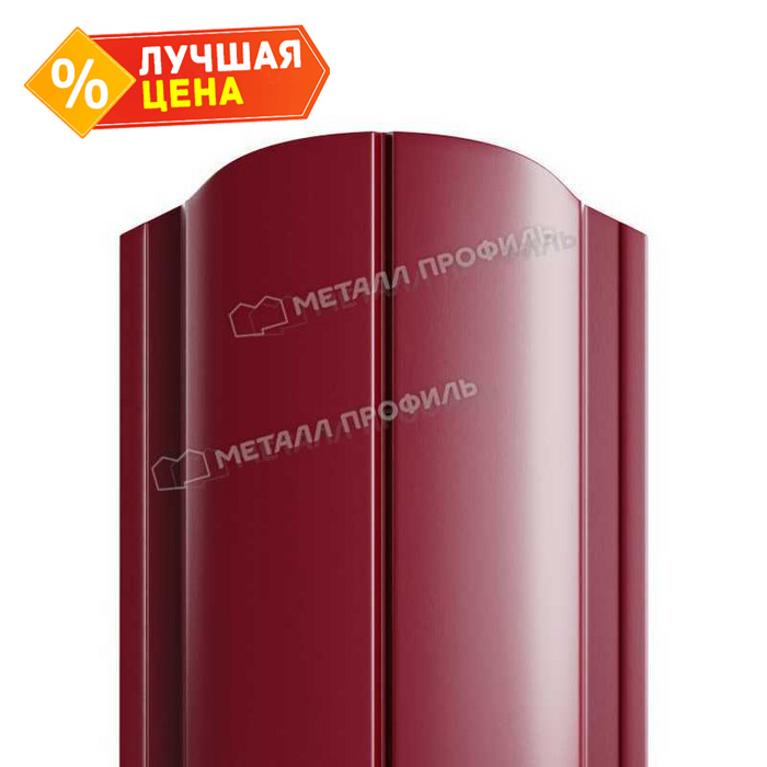 Штакетник Металл Профиль ELLIPSE-O 0,4 Полиэстер RAL3005 Красное вино
