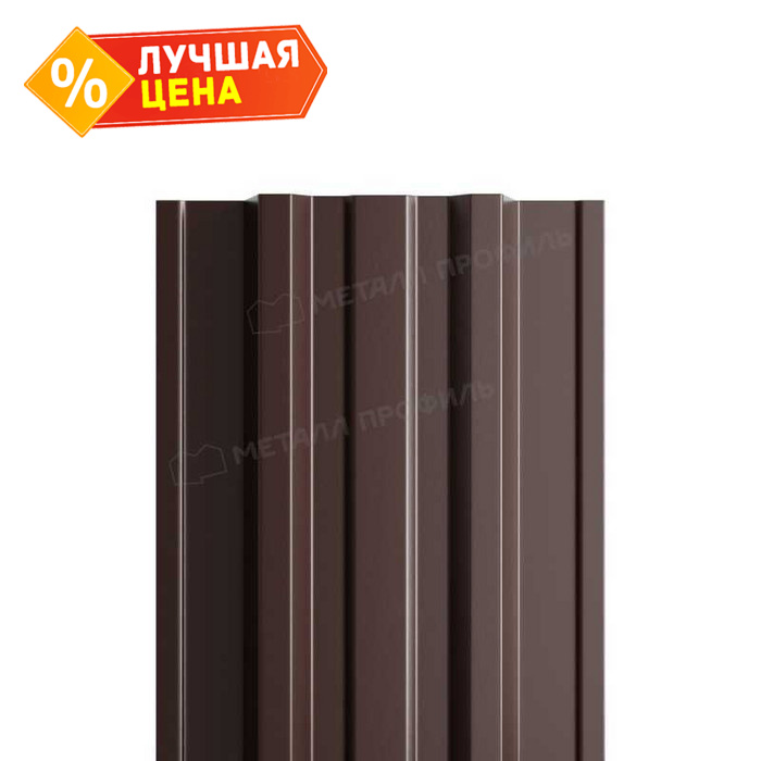 Штакетник Металл Профиль TRAPEZE-T 0,45 Полиэстер RR 32 Темно-коричневый