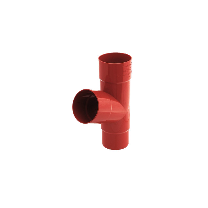 Тройник трубы, пвх, d-90 мм, красный, BRYZA